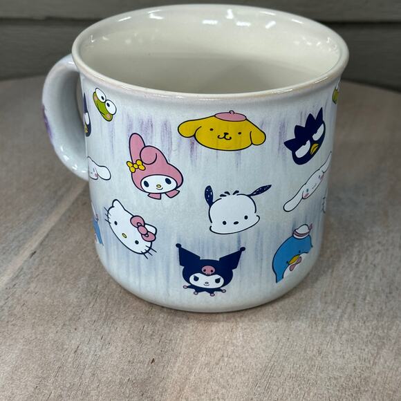 Hello Kitty Friends Ceramic Mug Glaze Face Wrap Around Design Gray Collectible - Picture 1 of 12